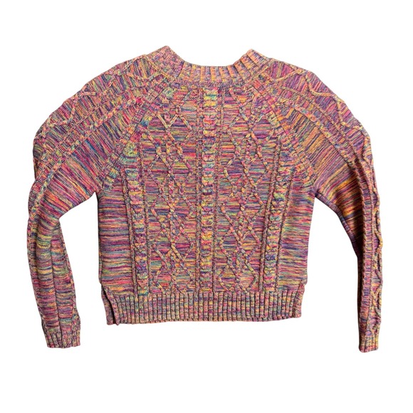NWT GAP Rainbow Multicolor Cable Knit Sweater Crew Neck Long Sleeve Size M - Picture 2 of 7